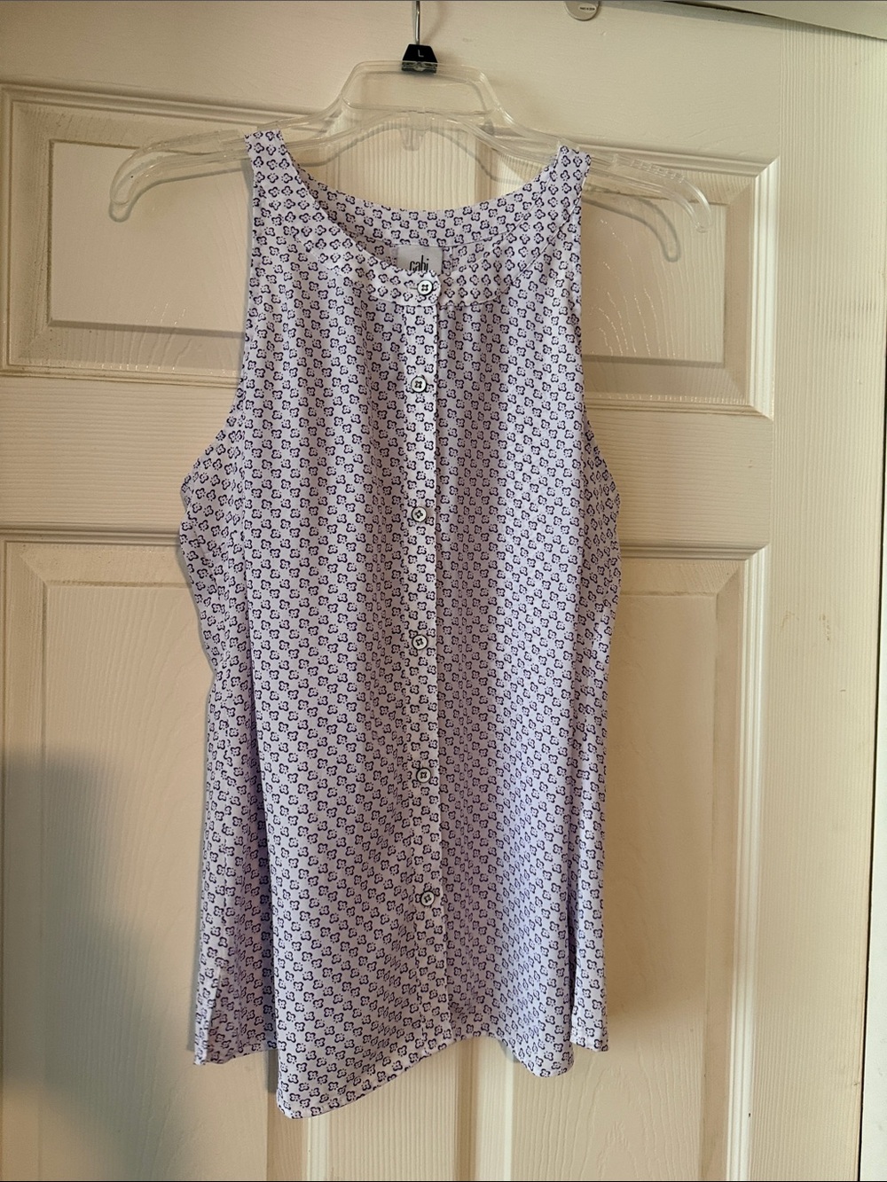 CAbi Lavender Printed Button-Front Camisole